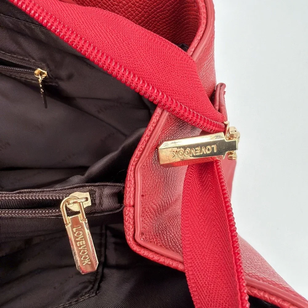 Lovevook Red‎ PU Leather Womens Laptop Bag Lightweight Water Resistant